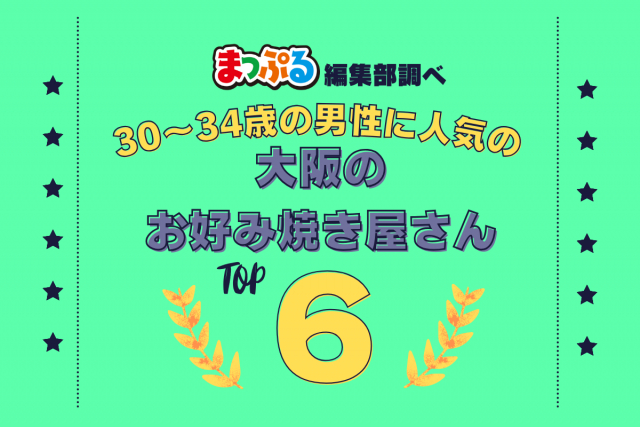 30～34歳の男性が選んだ！大阪府で訪れた人気のお好み焼き屋さんランキング TOP6！第2位は「お好み焼き・鉄板焼　時分時（大阪府大阪市中央区）」気になる1位は？