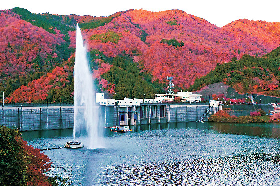 【耶馬渓×紅葉ドライブ②】湖面に樹木の紅葉を投影する「耶馬溪ダム」