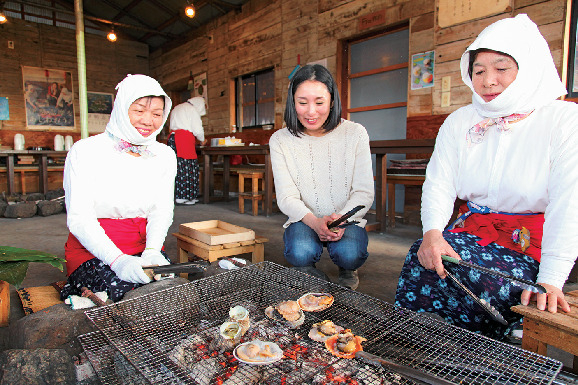 <相差で海女小屋体験>はちまんかまど・あさり浜