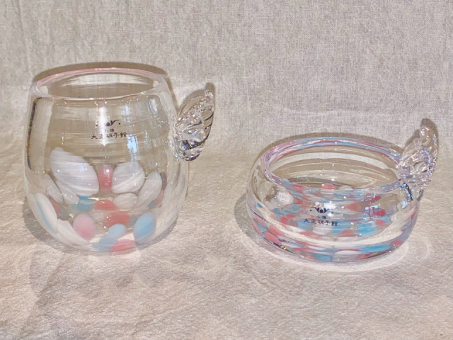 【小樽みやげ×ガラス製品】天使シリーズ トレー2750円、グラス2530円