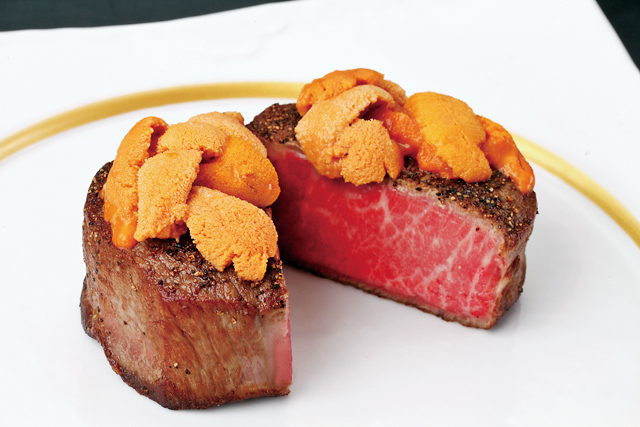 飛騨牛の最高級部位とウニの至福の組み合わせ「松喜うし」