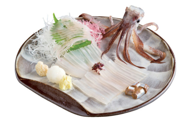 函館海鮮料理 海光房の活イカ刺し