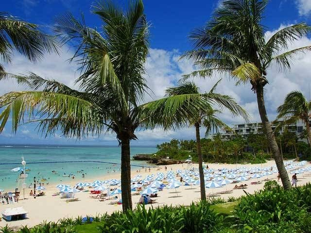 【沖縄・本島&慶良間諸島×リゾホビーチ】パームツリーが立つ南国気分いっぱいのリゾートビーチ「ムーンビーチ」