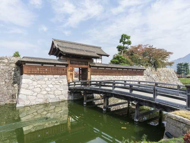 復元された太鼓門前橋「松代城跡」