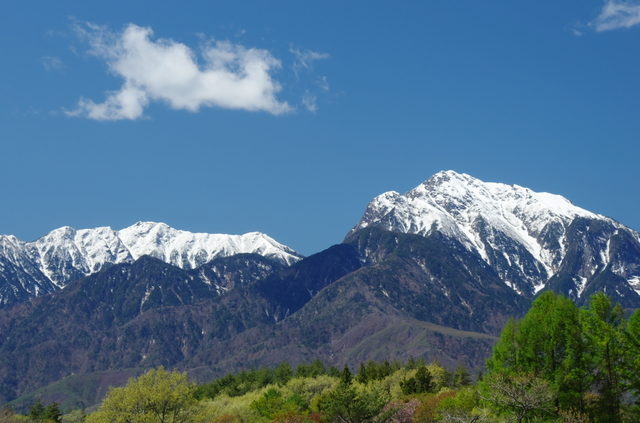 南アルプスの雪景色