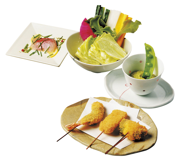 旬の素材をあっさりと揚げた串揚げで「Kushi-age はん亭」