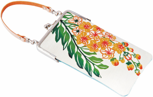 【沖縄土産×紅型】大ぶりの柄がポイント「iphoneポーチ(ゴールデンシャワー)」