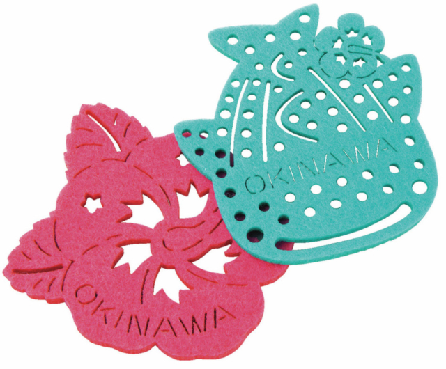 コースター(ジンベエザメ、ハイビスカス)