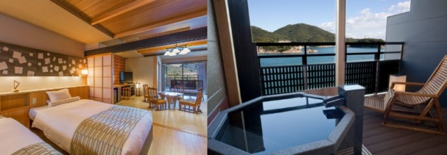 全オーシャンビューの露天風呂付き客室