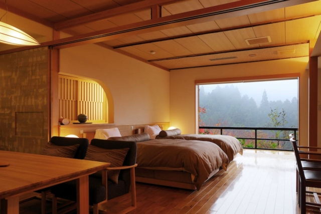 部屋食でのもてなしを重視した客室設計