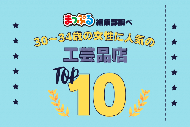 30~34歳の女性が選んだ!旅行先で訪れた工芸品店人気ランキング TOP10!気になる第1位は「ハレマチ特区365(岡山県岡山市北区)」