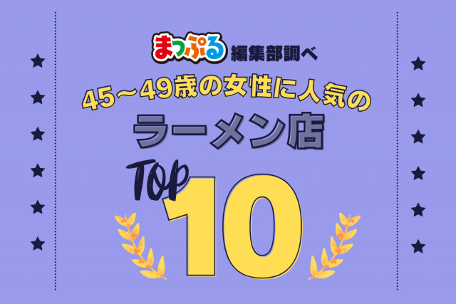 45~49歳の女性が選んだ!旅行先で訪れたラーメン店人気ランキング TOP10!気になる第1位は「博多だるま(福岡県福岡市中央区)」