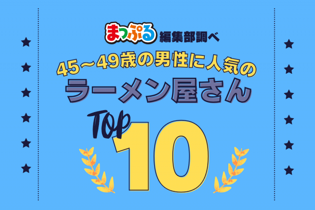 45-49歳の男性が選んだ!旅行先で訪れたラーメン屋さん人気ランキング TOP10!気になる第1位は「麺屋 彩未(北海道札幌市豊平区)」