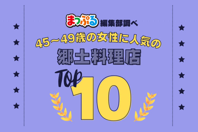45~49歳の女性が選んだ!旅行先で訪れた郷土料理店人気ランキング TOP10!気になる第1位は「博多もつ鍋 一慶 博多駅店(福岡県福岡市博多区)」