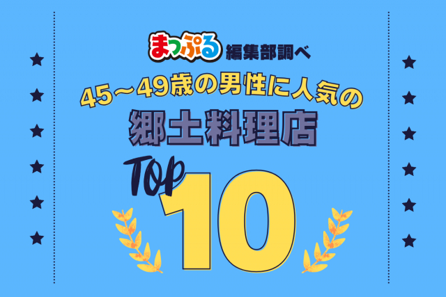 45-49歳の男性が選んだ!旅行先で訪れた郷土料理店人気ランキング TOP10!気になる第1位は「秋田きりたんぽ屋(秋田県秋田市)」
