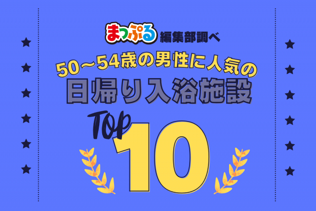 50-54歳の男性が選んだ!旅行先で訪れた日帰り入浴施設人気ランキング TOP10!気になる第1位は「別府温泉保養ランド(大分県別府市)」