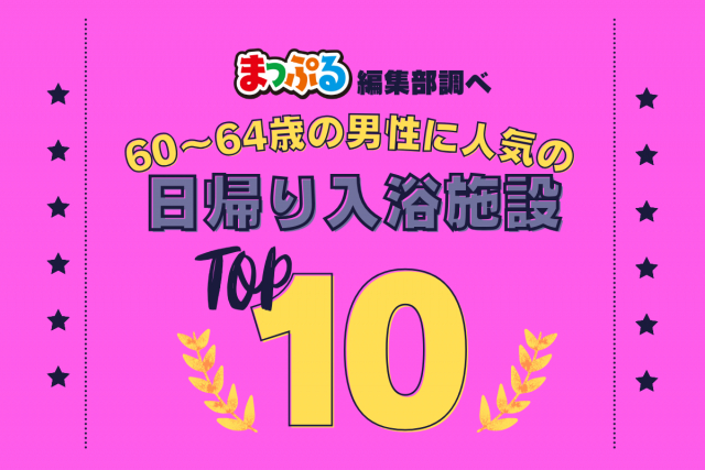 60-64歳の男性が選んだ!旅行先で訪れた日帰り入浴施設人気ランキング TOP10!気になる第1位は「下呂温泉 足湯の里 ゆあみ屋(岐阜県下呂市)」