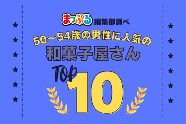 50-54歳の男性が選んだ!旅行先で訪れた和菓子屋さん人気ランキング TOP10!気になる第1位は「浅野耕月堂(福井県あわら市)」