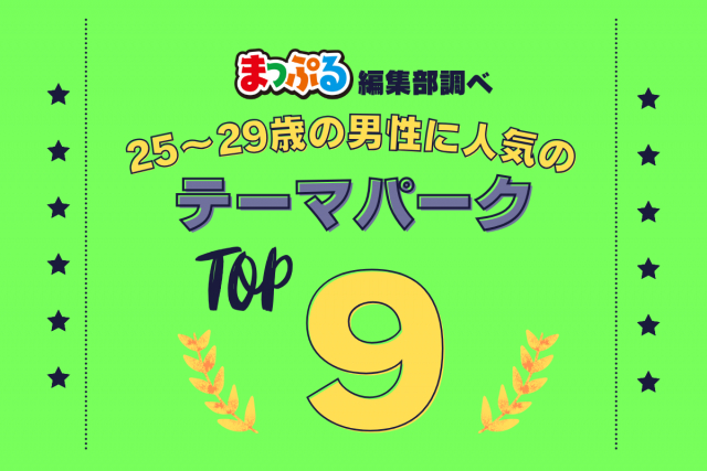 25-29歳の男性が選んだ!旅行先で訪れたテーマパーク人気ランキング TOP9!気になる第1位は「ハウステンボス(長崎県佐世保市)」