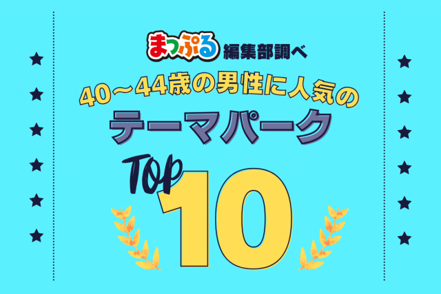 40-44歳の男性が選んだ!旅行先で訪れたテーマパーク人気ランキング TOP10!気になる第1位は「浅草花やしき(東京都台東区)」