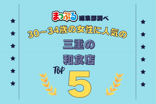 30~34歳の女性が選んだ!三重県で訪れた人気の和食店ランキング TOP5!第2位は「大和(三重県桑名市)」気になる1位は?