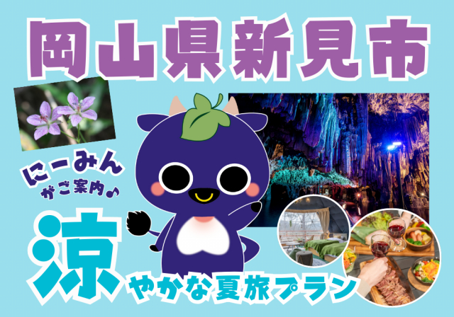 【岡山県新見市】涼やかな夏旅プランも♪美しい幻想世界とA級の美味しいグルメを“にーみん”がご案内