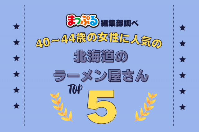 40~44歳の女性が選んだ!北海道で訪れた人気のラーメン屋さんランキング TOP5!第2位は「麺屋 彩未(北海道札幌市豊平区)」気になる1位は?