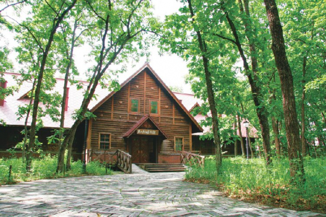 カシワ林の中にたたずむアート空間「中札内美術村」