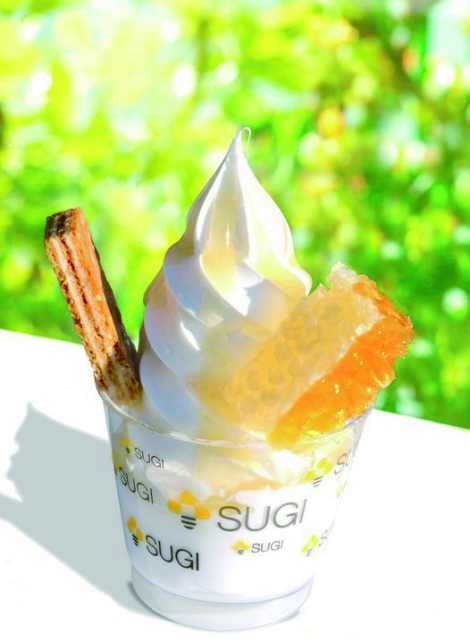 杉養蜂園の巣房蜜ソフトクリーム